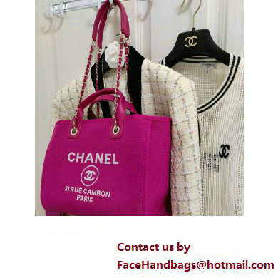 chanel Mixed Fibers, Calfskin  &  Gold-Tone Metal shopping bag fuchsia 2024